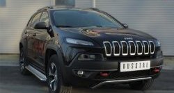 13 399 р. Защита переднего бампера (Trailhawk Ø42 мм волна, нержавейка) SLITKOFF  Jeep Cherokee  KL (2014-2017) дорестайлинг  с доставкой в г. Омск. Увеличить фотографию 2