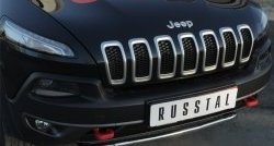 13 399 р. Защита переднего бампера (Trailhawk Ø42 мм волна, нержавейка) SLITKOFF  Jeep Cherokee  KL (2014-2017) дорестайлинг  с доставкой в г. Омск. Увеличить фотографию 3