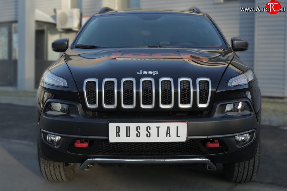 13 399 р. Защита переднего бампера (Trailhawk Ø42 мм волна, нержавейка) SLITKOFF  Jeep Cherokee  KL (2014-2017) дорестайлинг  с доставкой в г. Омск