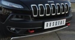 5 299 р. Защита переднего бампера (Trailhawk Ø75х42 мм, нержавейка) Russtal Jeep Cherokee KL дорестайлинг (2014-2017)  с доставкой в г. Омск. Увеличить фотографию 2