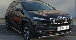 5 299 р. Защита переднего бампера (Trailhawk Ø75х42 мм, нержавейка) Russtal Jeep Cherokee KL дорестайлинг (2014-2017)  с доставкой в г. Омск. Увеличить фотографию 4