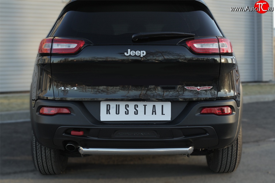 8 349 р. Защита заднего бампера (Trailhawk, 63 мм, нержавейка) Russtal  Jeep Cherokee  KL (2014-2017) дорестайлинг  с доставкой в г. Омск