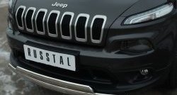 24 749 р. Защита переднего бампера (2 трубыØ75х42 мм, нержавейка) Russtal Jeep Cherokee KL дорестайлинг (2014-2017)  с доставкой в г. Омск. Увеличить фотографию 3