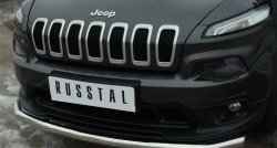 13 999 р. Одинарная защита переднего бампера диаметром 63 мм SLITKOFF  Jeep Cherokee  KL (2014-2017) дорестайлинг  с доставкой в г. Омск. Увеличить фотографию 2