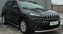 13 999 р. Одинарная защита переднего бампера диаметром 63 мм SLITKOFF  Jeep Cherokee  KL (2014-2017) дорестайлинг  с доставкой в г. Омск. Увеличить фотографию 3