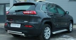 14 299 р. Защита заднего бампера (Ø63 и 42 мм, нержавейка) SLITKOFF Jeep Cherokee KL дорестайлинг (2014-2017)  с доставкой в г. Омск. Увеличить фотографию 3