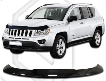 1 999 р. Дефлектор капота CA-Plastic Jeep Compass MK рестайлинг (2011-2015) (Classic черный, Без надписи)  с доставкой в г. Омск. Увеличить фотографию 1