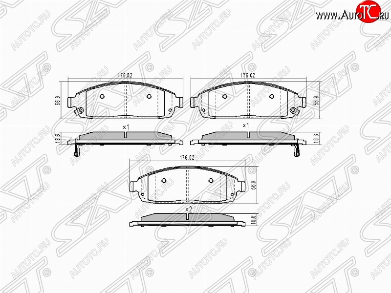 1 559 р. Колодки тормозные SAT (передние) Jeep Grand Cherokee WK (2004-2010)  с доставкой в г. Омск