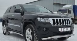 13 549 р. Защита переднего бампера (Ø63 мм волна, нержавейка) Russtal  Jeep Grand Cherokee  WK2 (2010-2013) дорестайлинг  с доставкой в г. Омск. Увеличить фотографию 3