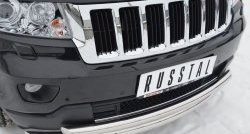 19 299 р. Защита переднего бампера (2 трубыØ76 и 63 мм, нержавейка) Russtal Jeep Grand Cherokee WK2 дорестайлинг (2010-2013)  с доставкой в г. Омск. Увеличить фотографию 2