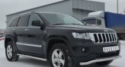 15 799 р. Защита порогов из круглой трубы диаметром 63 мм Russtal Jeep Grand Cherokee WK2 дорестайлинг (2010-2013) (Защита порогов с со скосами на торцах (вариант 1))  с доставкой в г. Омск. Увеличить фотографию 2