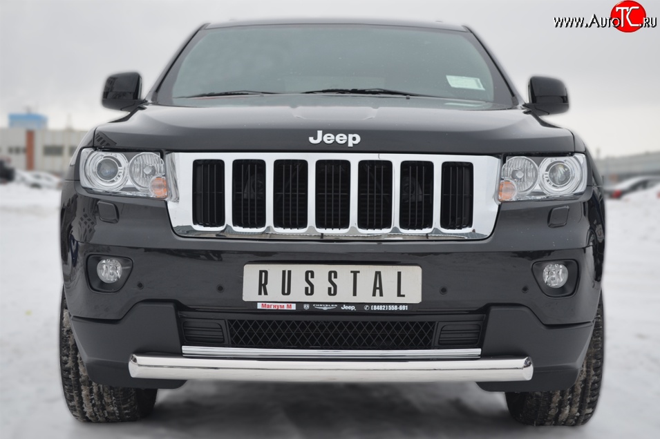 14 999 р. Одинарная защита переднего бампера диаметром 76 мм Russtal Jeep Grand Cherokee WK2 дорестайлинг (2010-2013)  с доставкой в г. Омск