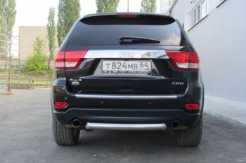 5 999 р. Защита заднего бампера из трубы d76 Slitkoff (короткая)  Jeep Grand Cherokee  WK2 (2010-2013) дорестайлинг (Цвет: серебристый)  с доставкой в г. Омск. Увеличить фотографию 2