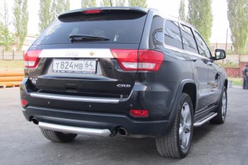 5 999 р. Защита заднего бампера из трубы d76 Slitkoff (короткая)  Jeep Grand Cherokee  WK2 (2010-2013) дорестайлинг (Цвет: серебристый)  с доставкой в г. Омск. Увеличить фотографию 3