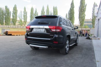 5 999 р. Защита заднего бампера из трубы d76 Slitkoff (короткая)  Jeep Grand Cherokee  WK2 (2010-2013) дорестайлинг (Цвет: серебристый)  с доставкой в г. Омск. Увеличить фотографию 5