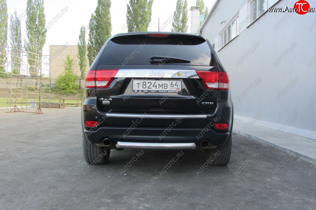 5 999 р. Защита заднего бампера из трубы d76 Slitkoff (короткая)  Jeep Grand Cherokee  WK2 (2010-2013) дорестайлинг (Цвет: серебристый)  с доставкой в г. Омск