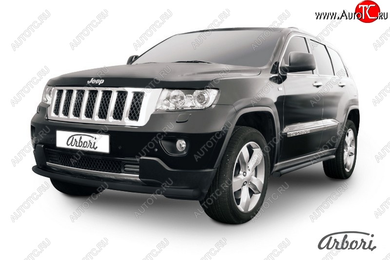 6 749 р. Защита переднего бампера Arbori (черная, 1 труба d57 mm). Jeep Grand Cherokee WK2 дорестайлинг (2010-2013)  с доставкой в г. Омск