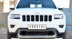 19 799 р. Защита переднего бампера (2 трубыØ76 и 63 мм, нержавейка) Russtal Jeep Grand Cherokee WK2 1-ый рестайлинг (2013-2018)  с доставкой в г. Омск. Увеличить фотографию 1