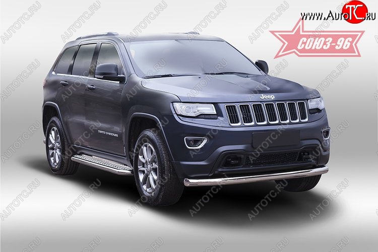 16 469 р. Защита переднего бампера одинарная рестайлинг Souz-96 (d76).  Jeep Grand Cherokee  WK2 (2010-2013) дорестайлинг  с доставкой в г. Омск