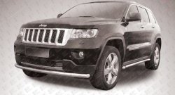 10 999 р. Одинарная защита переднего бампера из трубы диаметром 57 мм Slitkoff  Jeep Grand Cherokee  WK2 (2010-2013) дорестайлинг (Нержавейка, Полированная)  с доставкой в г. Омск. Увеличить фотографию 1