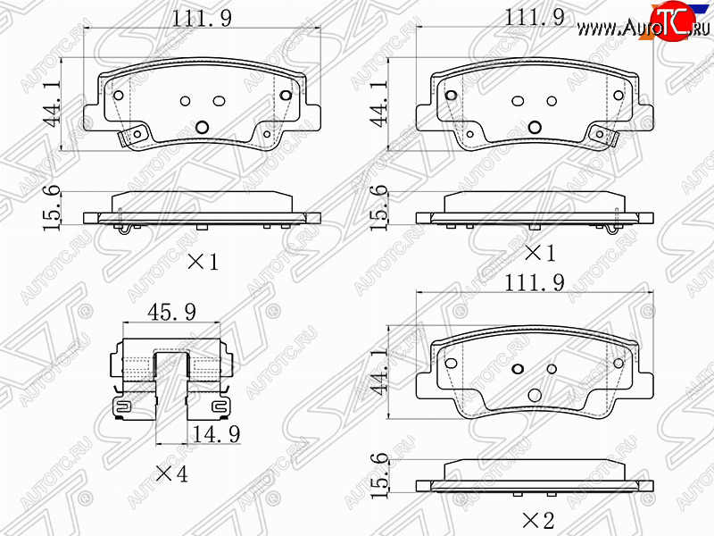 2 079 р. Задние тормозные колодки SAT Hyundai Sonata DN8 (2019-2022)  с доставкой в г. Омск