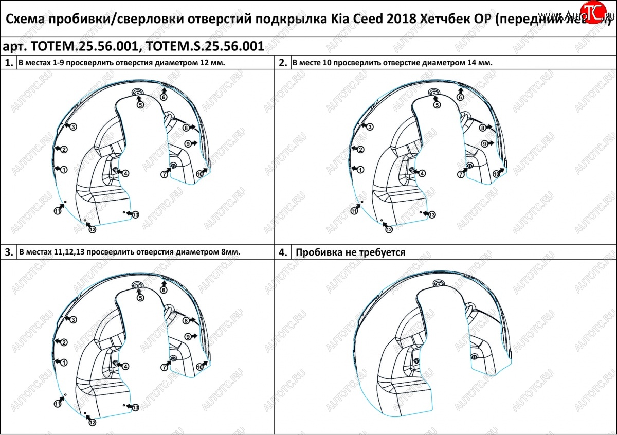 4 599 р. Правый подкрылок передний TOTEM (с шумоизоляцией) KIA Ceed 3 CD универсал (2018-2024)  с доставкой в г. Омск