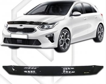 1 679 р. Дефлектор капота CA-Plastiс  KIA Ceed  3 CD (2018-2024) хэтчбэк (Classic черный, Без надписи)  с доставкой в г. Омск. Увеличить фотографию 1