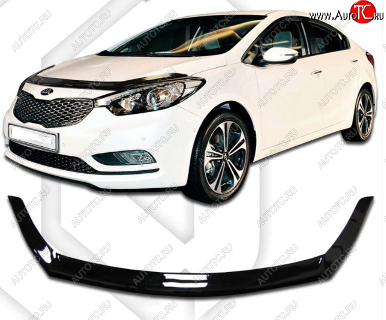 2 069 р. Дефлектор капота CA-Plastiс  KIA Cerato Koup  1 TD (2008-2013) купе (Classic черный, Без надписи)  с доставкой в г. Омск