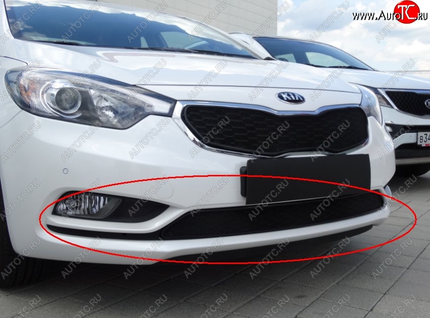 1 469 р. Нижняя защитная сетка на бампер Russtal (черная) KIA Cerato 3 YD дорестайлинг седан (2013-2016)  с доставкой в г. Омск