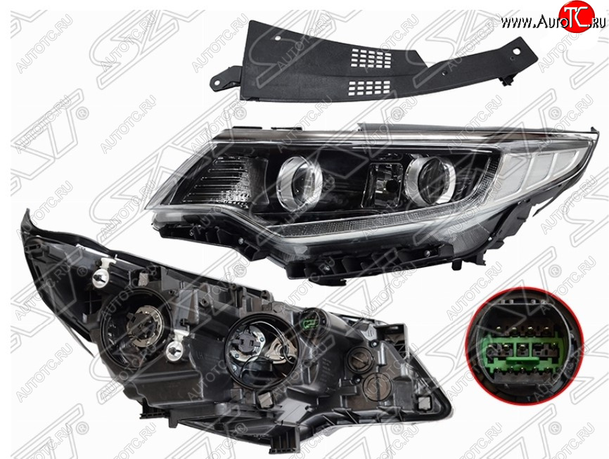 19 699 р. Левая передняя фара SAT KIA Optima 4 JF дорестайлинг универсал (2015-2018) (Галоген, LED, комплектация GT)  с доставкой в г. Омск
