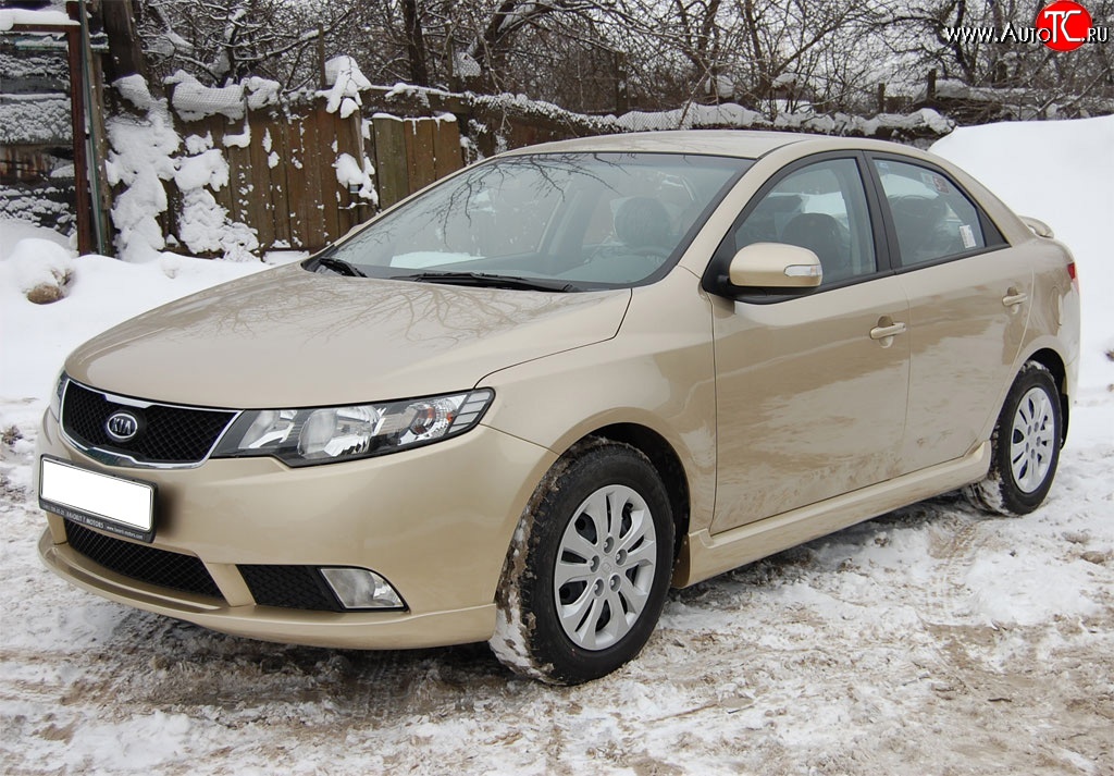 4 599 р. Накладка на передний бампер GT Dynamics KIA Cerato 2 TD седан (2008-2013) (Неокрашенная)  с доставкой в г. Омск