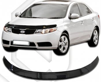 1 999 р. Дефлектор капота CA-Plastiс  KIA Forte ( седан,  хэтчбек) (2008-2013) (Classic черный, Без надписи)  с доставкой в г. Омск. Увеличить фотографию 1