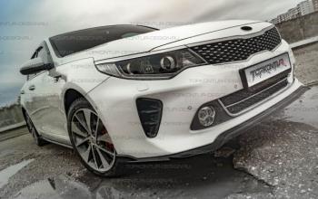 8 499 р. Юбка переднего бампера (только GT-Line бампер) TopKontur Design KIA Optima 4 JF дорестайлинг универсал (2015-2018) (Неокрашенная)  с доставкой в г. Омск. Увеличить фотографию 2