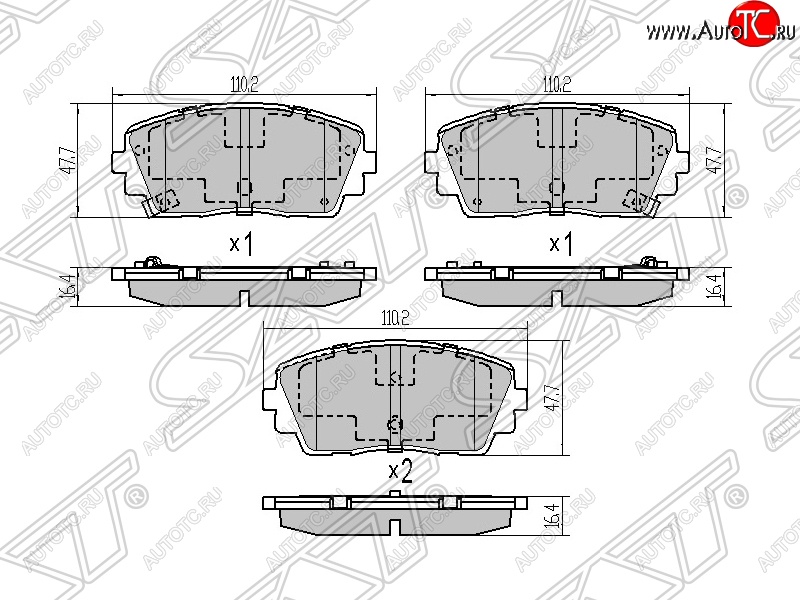 1 029 р. Колодки тормозные SAT (передние) KIA Picanto 2 TA хэтчбэк 5 дв. дорестайлинг (2011-2015)  с доставкой в г. Омск