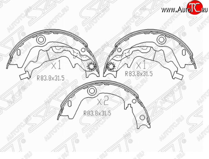 1 539 р. Колодки ручного тормоза SAT KIA Rio 2 JB дорестайлинг седан (2005-2009)  с доставкой в г. Омск