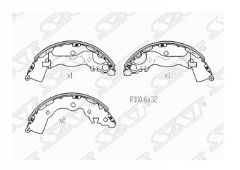 Комплект задних тормозных колодок SAT KIA (КИА) Rio (Рио)  2 JB (2005-2011) 2 JB дорестайлинг седан, дорестайлинг, хэтчбэк 5 дв., рестайлинг седан, рестайлинг, хэтчбэк 5 дв.