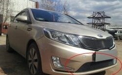 2 199 р. Нижняя защитная сетка на бампер Russtal (черная) KIA Rio 3 QB дорестайлинг седан (2011-2015)  с доставкой в г. Омск. Увеличить фотографию 1