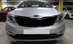 1 539 р. Сетка в решетку радиатора Russtal  KIA Rio  3 QB (2015-2017) рестайлинг седан, рестайлингхэтчбек5дв. (черная)  с доставкой в г. Омск. Увеличить фотографию 2