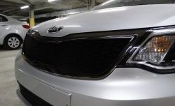 1 539 р. Сетка в решетку радиатора Russtal  KIA Rio  3 QB (2015-2017) рестайлинг седан, рестайлингхэтчбек5дв. (черная)  с доставкой в г. Омск. Увеличить фотографию 1