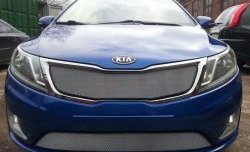 1 539 р. Нижняя сетка на бампер Russtal (хром) KIA Rio 3 QB дорестайлинг седан (2011-2015)  с доставкой в г. Омск. Увеличить фотографию 2