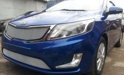 Нижняя сетка на бампер Russtal (хром) KIA Rio 3 QB дорестайлинг седан (2011-2015)