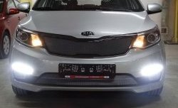 1 539 р. Нижняя сетка на бампер Russtal (хром)  KIA Rio  3 QB (2015-2017) рестайлинг седан, рестайлингхэтчбек5дв.  с доставкой в г. Омск. Увеличить фотографию 1