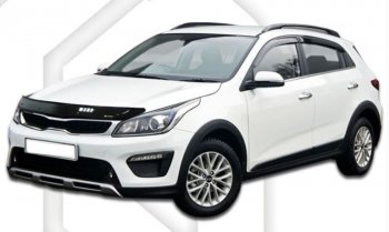 1 839 р. Дефлектор капота CA-Plastic KIA Rio X-line (2017-2021) (Classic черный, Без надписи)  с доставкой в г. Омск. Увеличить фотографию 1