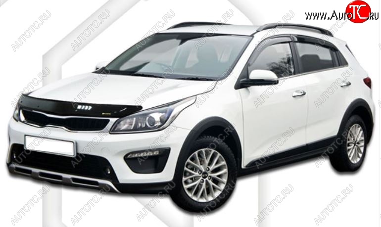 1 839 р. Дефлектор капота CA-Plastic KIA Rio X-line (2017-2021) (Classic черный, Без надписи)  с доставкой в г. Омск