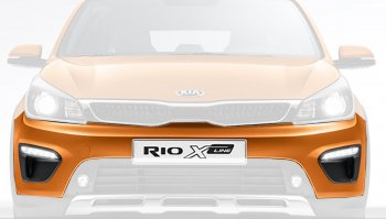 12 349 р. Бампер передний Оригинал (верхняя часть)  KIA Rio  X-line (2017-2021) (Неокрашенный)  с доставкой в г. Омск. Увеличить фотографию 1