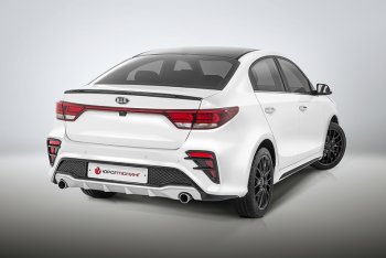 17 999 р. Задний бампер Kudos  KIA Rio  4 FB (2016-2020) дорестайлинг седан (Без парктроника, под раздвоенный глушитель, Неокрашенный)  с доставкой в г. Омск. Увеличить фотографию 2