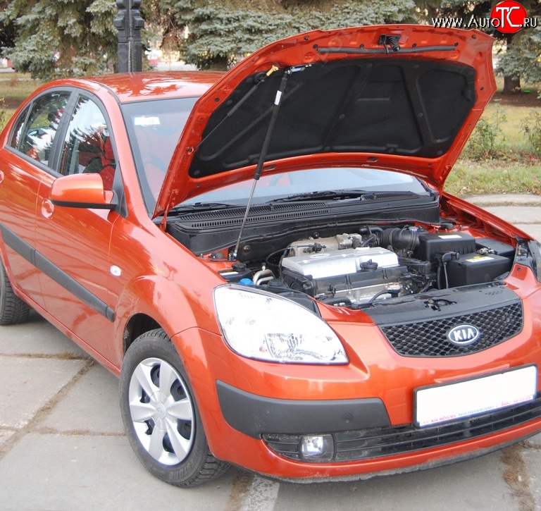 2 969 р. Упор капота Sport KIA Rio 2 JB дорестайлинг, хэтчбэк 5 дв. (2005-2009)  с доставкой в г. Омск