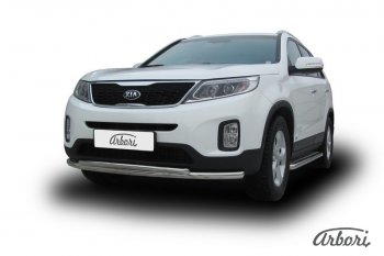 5 499 р. Защита переднего бампера Arbori (нержавейка, 2 трубы d57 и 42 mm) KIA Sorento XM рестайлинг (2012-2015)  с доставкой в г. Омск. Увеличить фотографию 2