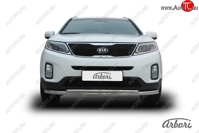 5 499 р. Защита переднего бампера Arbori (нержавейка, 2 трубы d57 и 42 mm) KIA Sorento XM рестайлинг (2012-2015)  с доставкой в г. Омск