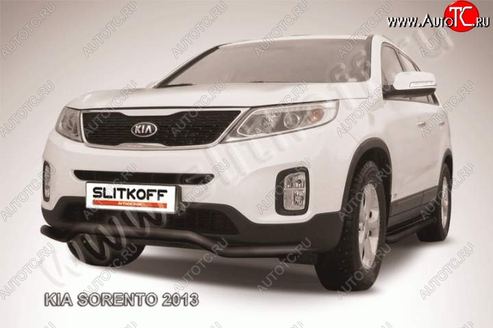 9 399 р. Защита переднего бампера из трубы d57 Slitkoff (волна)  KIA Sorento  XM (2012-2015) рестайлинг (Цвет: серебристый)  с доставкой в г. Омск